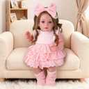 BABESIDE Lifelike Reborn Baby Dolls - 20 Inch Realistic-Newborn Baby Doll Brown Hair Girl Handmade Real Life Toddler Dolls with Clothes and Toy Accessories Gift for Kids Age 3+