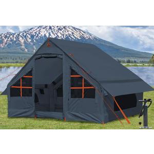 Inflatable Tents for Camping with Stove Jack, 2/4/6/8 Person Easy Setup Blow Up Tents for 4 Seasons Waterproof Inflatable Camping Tent with Awning, Air House Glamping Tents for Camping Adult, 4 Person Tent-9.8ft X 7.2ft X 6.2ft