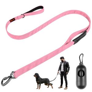 Heavy Duty Dog Leash, Laqibak Double-Sided Reflective Double Handle Dog Leash - Double-Layer Thickening, Lockable Safety Carabiner Design, 6 FT Perfect for Medium & Large Dogs Joyful Strolls, Pink