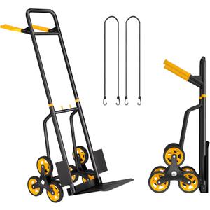 Stair Climbing Cart, 440 lbs Capacity Stair Climber Dolly, Hand Truck with Stair-Climbing Wheels & One-Touch Retractable Handle, Thickened Upgraded Steel Tube Folding Stair Climbing