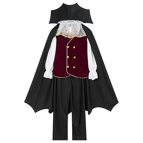 DNQCOS Boys Kids Vampire Halloween Costume Gothic Classic Cosplay Dress Up (Black, 4-6 Years)