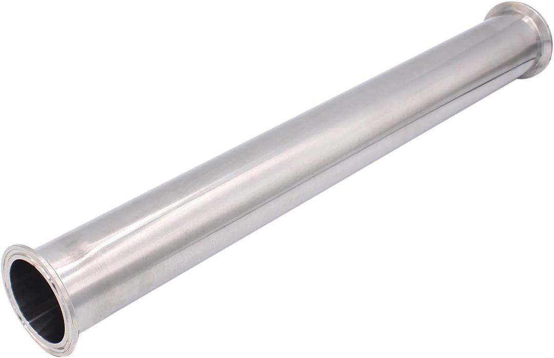 DERNORD Sanitary Spool Tube with Clamp Ends,Stainless Steel 304 Seamless Round Tubing With 2 inch Tri Clamp 64MM Ferrule Flange (Tube Length: 18 Inch / 458MM) (Tube Length: 18 inch /457 mm)