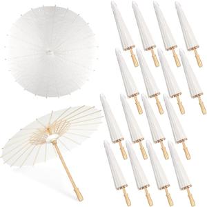 MOTOTO 16 Pieces 33 Inches White Paper Umbrellas Parasol Chinese Japanese Oiled Paper Umbrellas Decorative DIY Painting Parasol for Wedding Bridal Party Decor