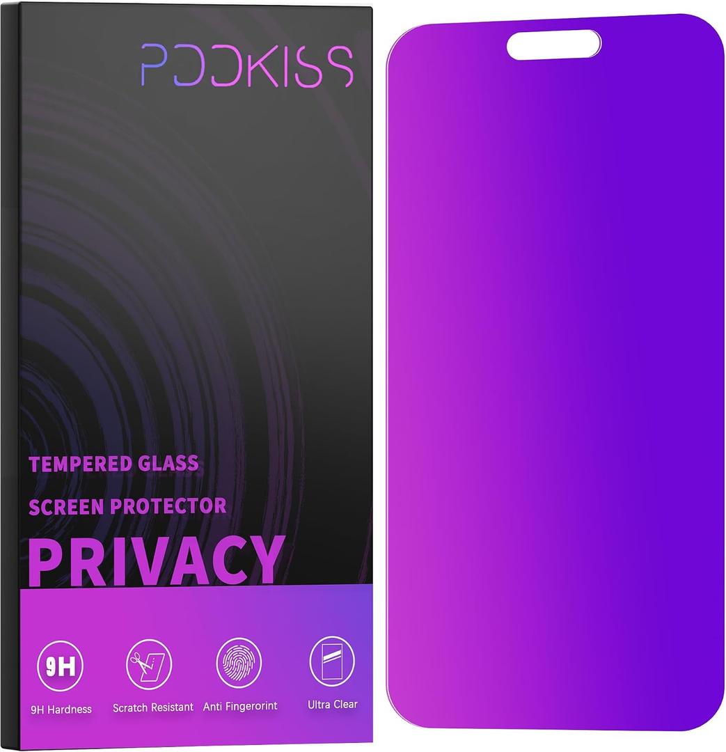PDDKISS Compatible for iPhone 15 Pro Max Privacy Screen Protector Tempered Glass 6.7 Inch, Purple Gradient Anti Spy Anti Blue Light HD Easy Installation
