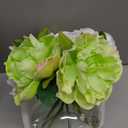 Hollyone White and Green Peonies Artificial Flowers with Vase Faux Flowers Peony Fake Flowers Silk Flower Arrangements in Glass Vase with Faux Water for Bathroom Table Centerpiece Shelf Home Decor