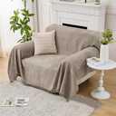 LOMAO Couch Cover Sofa Covers for 3 Cushion Sectional Couch Covers L Shape Couch Cover with Tassel Sofa Protector Washable Reversible Chenille Sofa Slipcover for Pet (Khaki,Small(71 * 91))