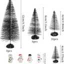 Yookat 40 Pieces Mini Christmas Trees Bottle Brush Trees Sisal Trees Mini Pine Trees with Wooden Base Bottle Brush Christmas Trees and Christmas Figures Decoration for Christmas Decoration (Black)