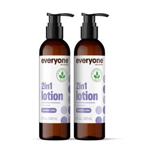 Everyone 2-in-1 Lotion for Hands/Body, 8 ounce (Pack of 2) Lavender and Aloe made with Essential Oils for Men and Women