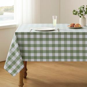 Veblandy Checkered Tablecloth Rectangle Waterproof Gingham Table Cloth Washable Buffalo Plaid Table Cover Wrinkle Free for Kitchen, Dining and Outdoor Picnic, 52 x 70 Inch, Sage Green and White