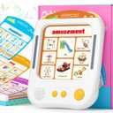 Interactive Educational Learning Tablet Toy for Kids,Screen-Free Phonics Learning Toy with 30 Flash Cards for Alphabets, Numbers, Words, Animals, Learn to Read for Boys Girls 3-5 Years Old, White