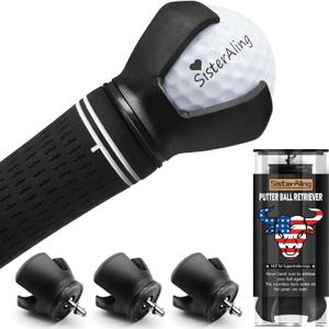 3-Prong Golf Ball Retriever Grabber Pick Up,Back Saver Claw Put On Putter Grip,Suction Cup Ball Grabber,Sucker for Golf Screws Tool (black)