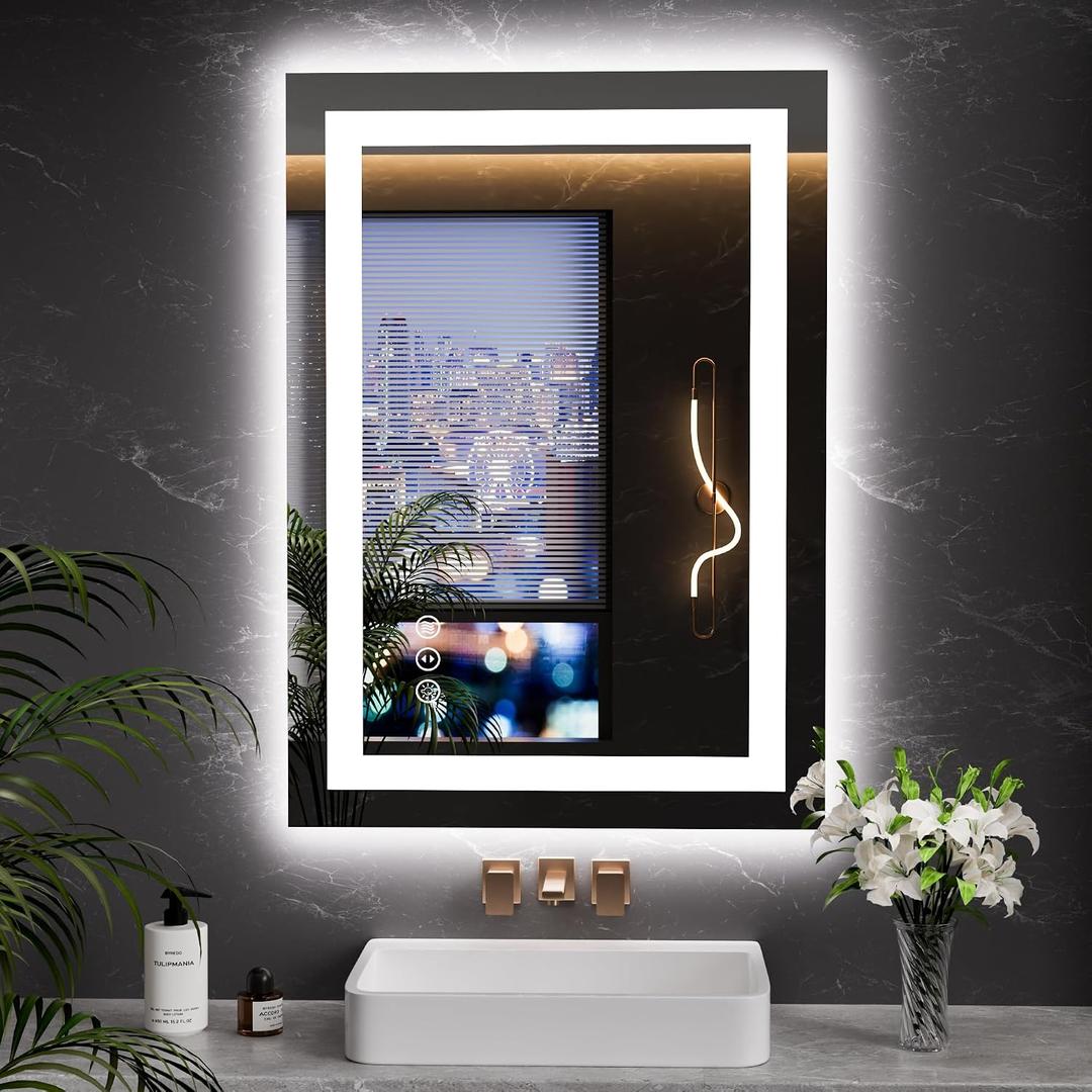 LOAAO 20"x28" LED Mirror for Bathroom, Lighted Bathroom Mirror with Lights, Anti-Fog, Dimmable, Memory Function, Clear Reflection