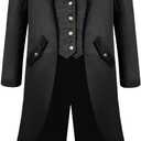 H&ZY Men's Steampunk Vintage Tailcoat Jacket Gothic Victorian Frock Coat Uniform Halloween Costume (M)