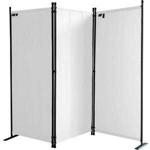 Room Divider 67" W x 65" H White | 3-Panel Folding Privacy Screen | Portable Room Partition | Garden Separation Paravent | Water Repellent Indoor & Outdoor Freestanding Wall
