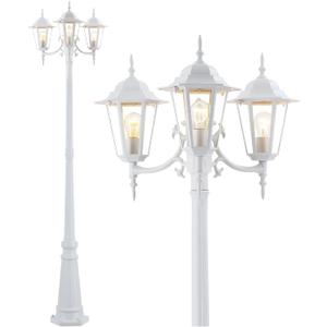 Outdoor Post Light 83", 3-Head White Lamp Post Light Fixture, Waterproof Outside Pole Lamp Post Lantern, Pole Lights Outdoor, Lamppost Street Light for Yard Patio Driveway, E26, 3X60W