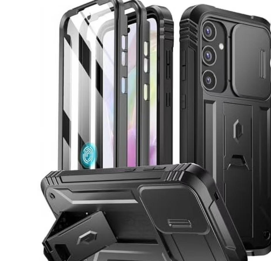 Poetic Revolution Case for Samsung Galaxy A35 5G, [Slide Camera Cover]Military Grade Rugged Shockproof Galaxy A35 5G Phone Case with Kickstand, Black