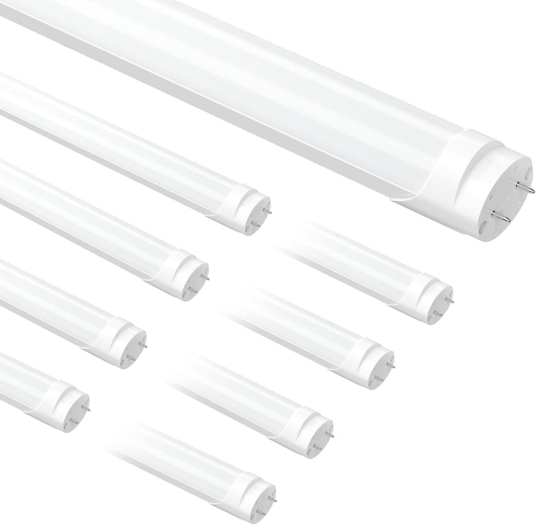 Fluorescent Light Bulbs 48 Inch, T8 LED Bulbs 4 Foot Type A+B, 24W 3200LM 3000K Warm White, F32T8 or F40T12 LED 4FT Replacement, Plug and Play or Ballast Bypass, Double or Single End Powered, 8-Pack