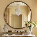 ANDY STAR Hand-Forged Bronze Round Bathroom Mirror, 30 Inch Antique Oil Rubbed Bronze Circular Mirror, Solid Steel Hammered Rounded Mirrors for Wall Decor, Vanity, Washroom, Entry, Fireplace