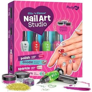 Nail Art Studio for Girls - Birthday Gift - Nail Polish Kit for Kids Ages 7-12 Years Old - Girl Gifts Ideas - Gift Set - Girly Stuff - Polish, Pens, Glitter, Stickers, Gems, Filer - 8 9 10 11 12 Year