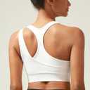 RUNNING GIRL Sports Bras for Women High Support,Seamless Ribbed Longline High Neck Sports Bra Racerback Padded Crop Top Yoga (White, L)