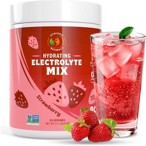 Electrolyte Powder  Zero Sugar Hydration Mix | 90 Servings | Keto, Vegan, Gluten-Free | Natural Electrolytes for Muscle Recovery, Energy & Immune Support | Strawberry Flavor | For Runners, Women