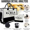 Gift for Best Gaga Ever - Canvas Beach Tote for Women With Inner Pocket & Make Up Bag - Birthday, Mother's Day, Novelty Present for Grandparents (Black)