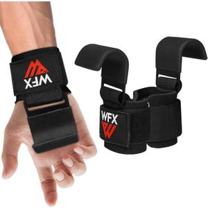 Weight Lifting Hooks, Non-Slip Rubber Coated Grips, 7mm Neoprene Wrist Support Padding, Power Lifting Barbell Rows Dead Lifts Chin Pull Up Fitness Strength Training Straps Gym Workout Straps (Black)