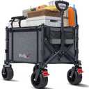 Collapsible Wagon Cart Foldable with Big Wheels Brakes, 250lbs Folding Utility Lightweight Garden Wagon, Portable Grocery Cart for Camping Shopping Sports Pets, 33.5"D x 23"W x 17.5"H Grey (Gray)