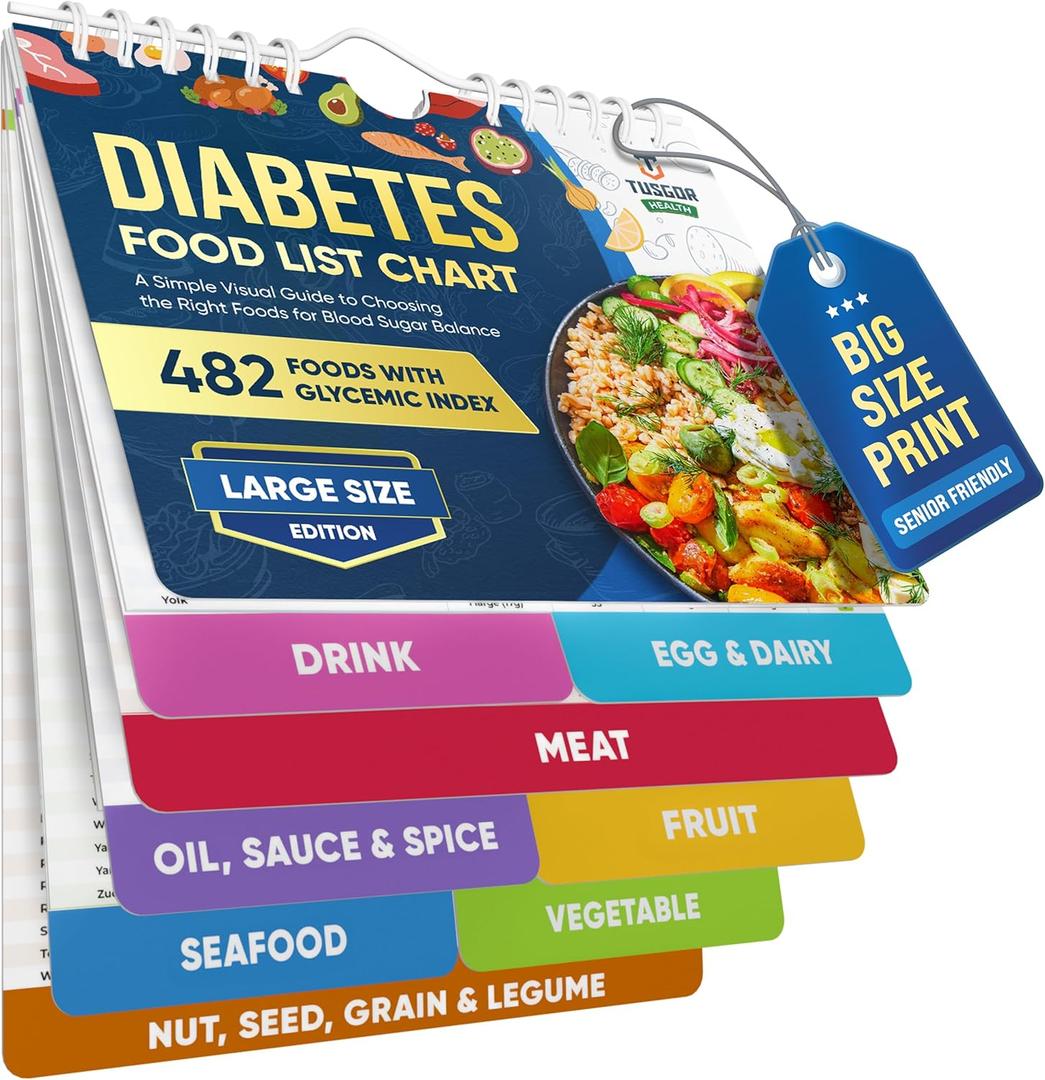 [480+ FOODS] Diabetic Food List With Glycemic Index Information - Magnet Diabetes Food List Chart Booklet With Glycemic Index 2026 Version For Newly Diagnosed, Type 1, Type 2 Diabetes (Large Size)