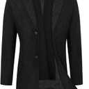 WULFUL Men Wool Trench Coat Slim Fit Winter Coat Black Large
