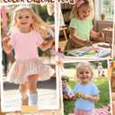 3 Pack Toddler Girls Short Sleeve T-Shirts | Crewneck, Rolled Cuffs, Summer Tee, Solid Color, Casual Kids Tops, for Ages 18M-5T