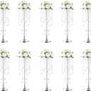 10pcs Crystal Centerpieces for Tables Silver Flower Stand for Wedding Party Centerpiece Decoration Home Decor (10S)