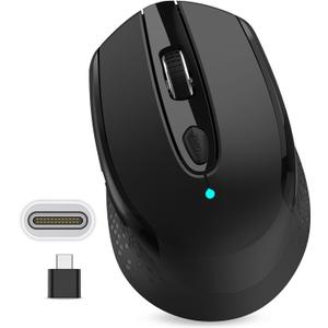 RaceGT USB C Wireless Mouse, Type C Silent Mouse for MacBook Air/Pro, 2.4G Cordless Computer Mice with 6 Buttons and 3 Adjustable DPI for Mac, Laptop, Desktop, PC