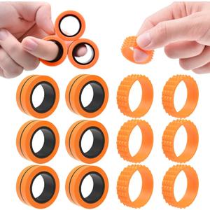 Cevioce Fidget Toys Adults,12 Pcs Magnetic Rings Silicone Spiky Sensory Rings,Fidget Magnetic Spinner Ring for Teens Boys Coolest Texture Autism Stress Relief Toy Birthday Gifts Classroom Prizes Kids