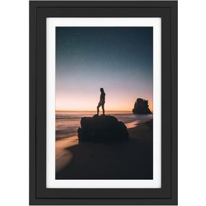 Golden State Art, 13x19 Picture Frame - Displays 11x17 Photo with Mat or 13x19 Without Mat, Wide Moulding Solid Wood Frame for Wall Display, Black