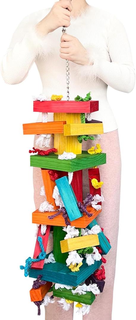 LUCKITTY 35" Extra Large Parrot Toys - Chewable Foraging Toys for Macaws, African Grey, Amazon Parrots - Durable Bird Cage Accessories Gift