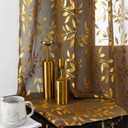 Sutuo Home Sheer Curtains 84 Inch Length 2 Panels Set, Luxury Gold Foil Printed Metallic Bronzing Leaves, Privacy Window Treatment Decor Drape Pair for Bedroom Dining Room, 52" W x 84" L, Taupe