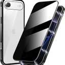 Metal Titanium Frame Privacy Case for iPhone 17 Air, Privacy Screen Protector, Magnetic Adsorption with Safety Buckle Lock, Double Side Tempered Glass, Clear Back Full Body Protection Anti Peep Cover