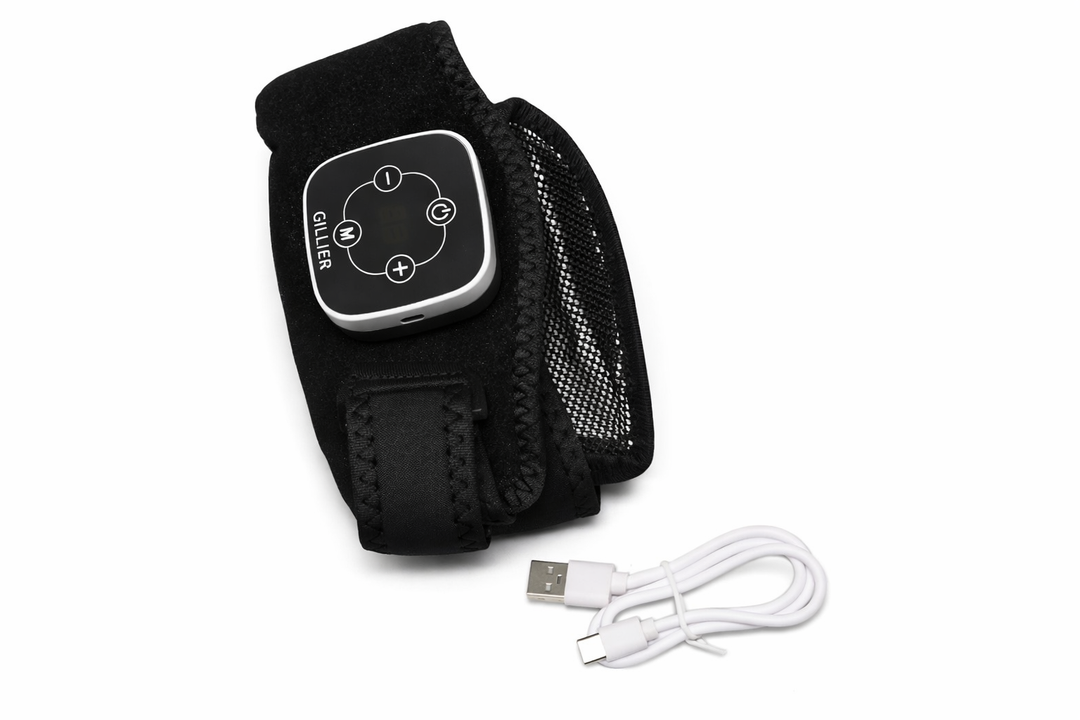 Knee Massager Smart with Heat, Red Light and Massage Therapy, 3 Vibration Modes and 5 Heating Levels, 2026 Updated Edition, Wireless Magnetic Attraction Controller, Gifts for Grandma & Grandpa, Grey,  Gillier red light therapy knee massager