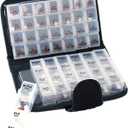 Smart Essentials 14 Day Pill & Vitamin Organizer 2 Weeks AM/PM 4 Doses a Day Travel Case Handy & Portable, Black, GM8283