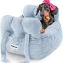 Dog Car Seat for Small Dogs, Portable Puppy Car Seat of Easy Installation, Fashionable Pet Carrier Bag with Large Pockets, Machine Washable Dog Booster Seat (Striped Blue)
