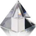 QFkris Crystal Pyramid Figurine Collectible, Transparent Color Prism Desk Ornament Glass Paperweight with Gift Box for Decoration (60mm / 2.4inches)
