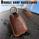 Key Fob Cover for Chevy Compatible with Colorado Silverado 1500 Equinox Tahoe Trax Terrain Blazer GMC for Honda Prologue 5 Button Smart Leather Car Key Case Shell Chain/Brown