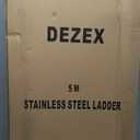 DEZEX 16.5 FT Telescoping Ladders Stainless Steel Telescopic Ladder - Multi-Button Retraction Collapsible Ladder for Home,RV,Loft, Lasts 375 LBS with 2 Triangle Stabilizers,Balance Bar and Wheels