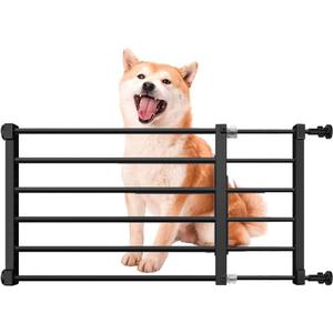 Short Dog Gate Expandable Dog Gate 22"-39.37" to Step Over,Pressure Mount Small Pet Gate,Low Pet Gate-Adjustable,Puppy Gate Indoor for Doorway,Stairs (Black, M(14.17''H))