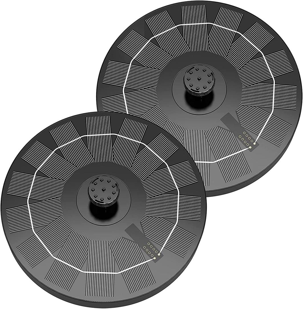 AISITIN 2.5W Solar Bird Bath Fountain, Solar Fountain for Bird Bath with 6 Nozzles, 6.7" Solar Powered Water Fountain for Garden, Ponds, Pool, Fish Tank, Outdoor and Aquarium, 2 Pack