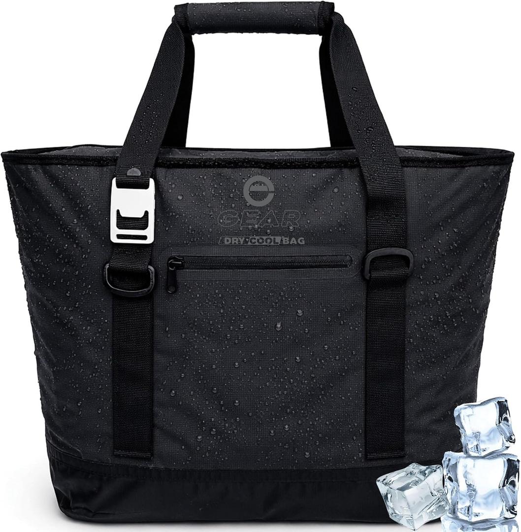 Soft Sided Cooler Tote Bag Waterproof Leakproof Insulated Dry Bag Cooler with Zipper Top, Collapsible Beach, Pool, Boat, Grocery Cooler (20 or 36 Cans)