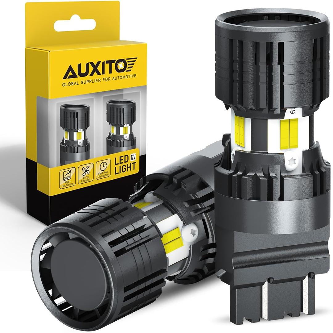 AUXITO CANBUS 3156 3157 LED Bulbs White 4000LM Super Bright 3056 3457 4057 4157 with Built-in Resistor for Reverse Backup Parking Daytime Running Turn Signal Lights, Pack of 2