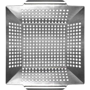 Grill Basket for Outdoor Cooking 13.4 Inch, Stainless Steel Vegetable & Fish Grilling Tray with Handle, Nonstick Dishwasher Safe BBQ Accessories for Camping, Backyard BBQ