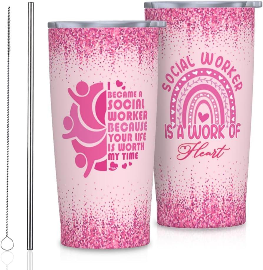 Social Worker Gifts for Women, Social Worker Tumblers 20oz Stainless Steel Insulated Travel Coffee Mug Cup, Social Workers Week Gifts, School Social Workers Appreciation Gift For Women